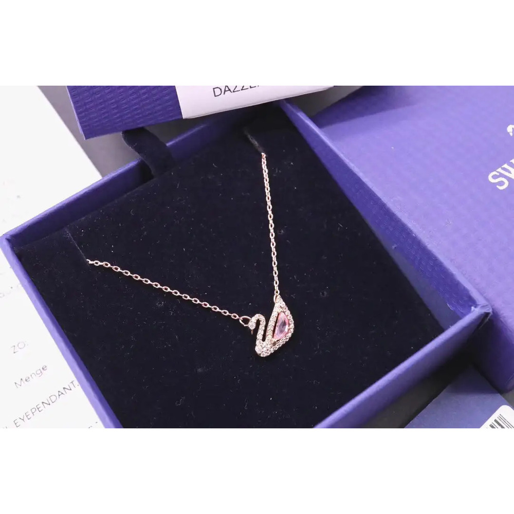Swarovski Pink Diamond Swan Collarbone Necklace
